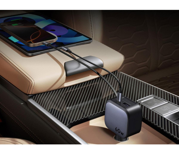 UGREEN Ładowarka samochodowa EC602USB-C + USB60W z kablem szara - 1416998 - zdjęcie 6